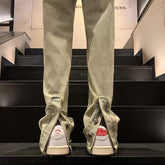 Men Jeans Fork Jeans Men Spring Retro Washed Straight-Leg Pants